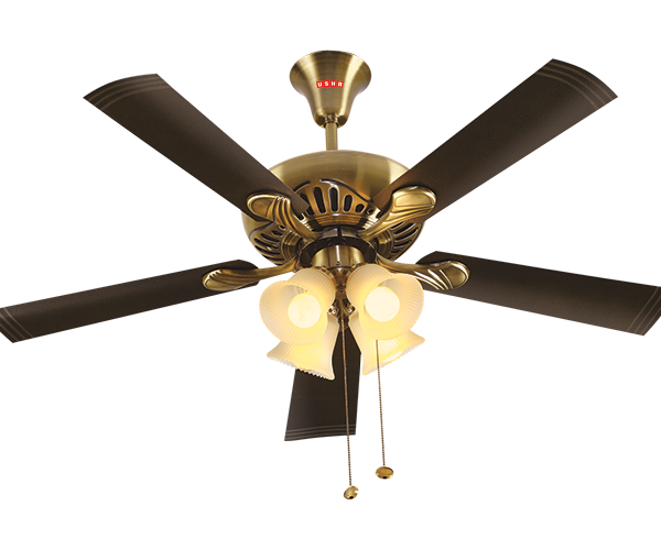 USHA Fontana Maple 1250mm Ceiling Fan with Decorative Lights (Antique Brass)
